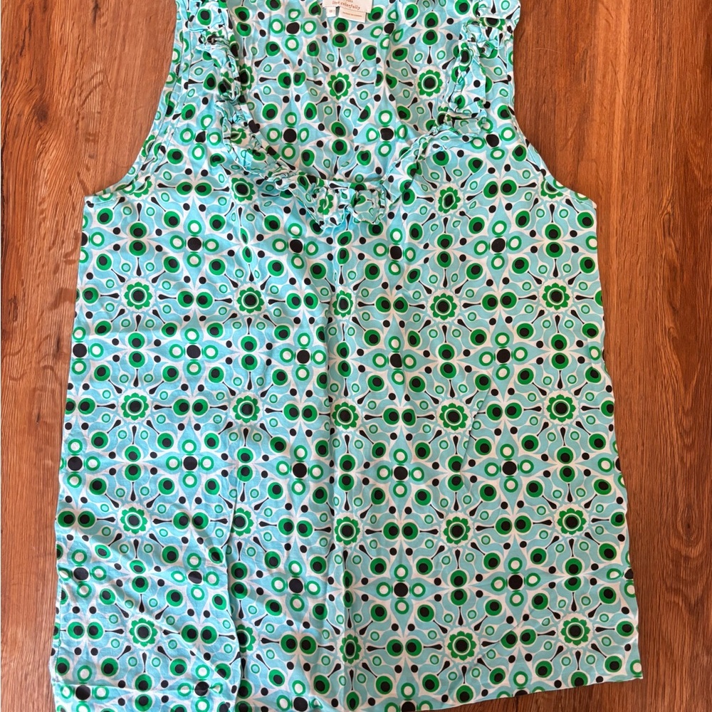 Kate Spade Blue Green and Black Solar Patterned Top